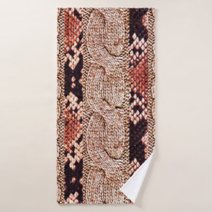 Knitwear Fabric Texture, geometric texture, snake  Bath Towel