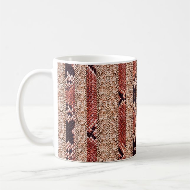 Knitwear Fabric Texture, geometric texture, snake  Coffee Mug (Left)