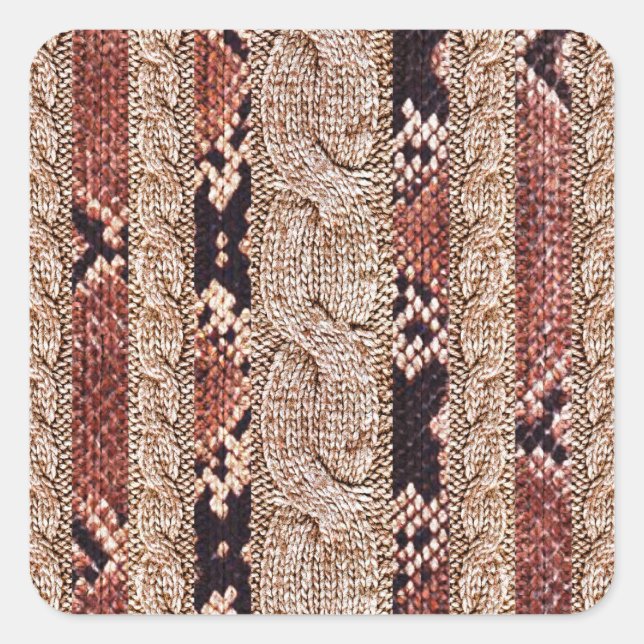Knitwear texture, geometric snake pattern. square sticker (Front)