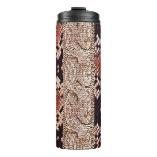 Knitwear texture, geometric snake pattern. thermal tumbler