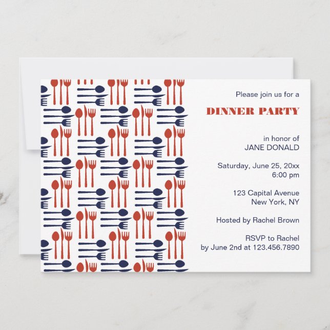 Knives,Forks and Spoons Dinner Party Invitations (Front)