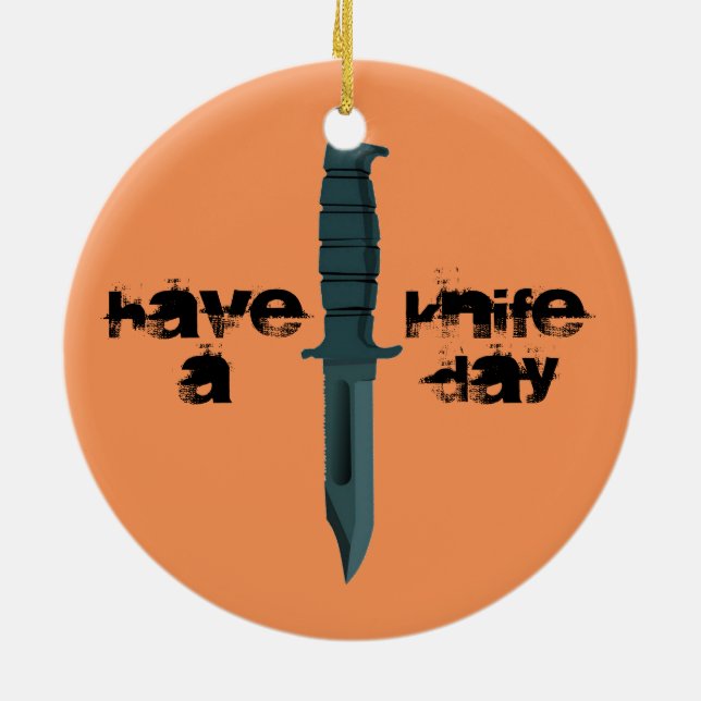 Knives Have a Knife Day Ceramic Ornament (Back)