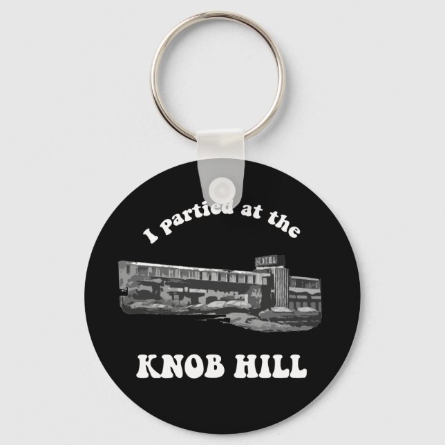 Knob Hill Keychain- White On Black Keychain (Front)
