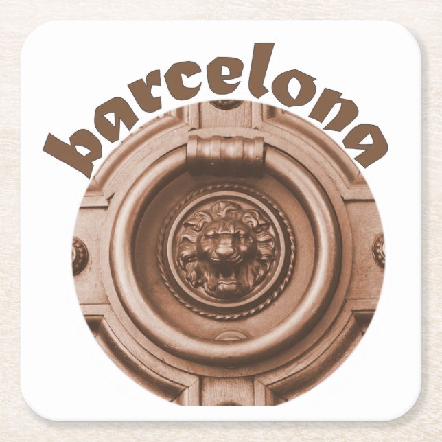 Knock Knock - Barcelona Old Quarter Door Knocker Square Paper Coaster (Front)
