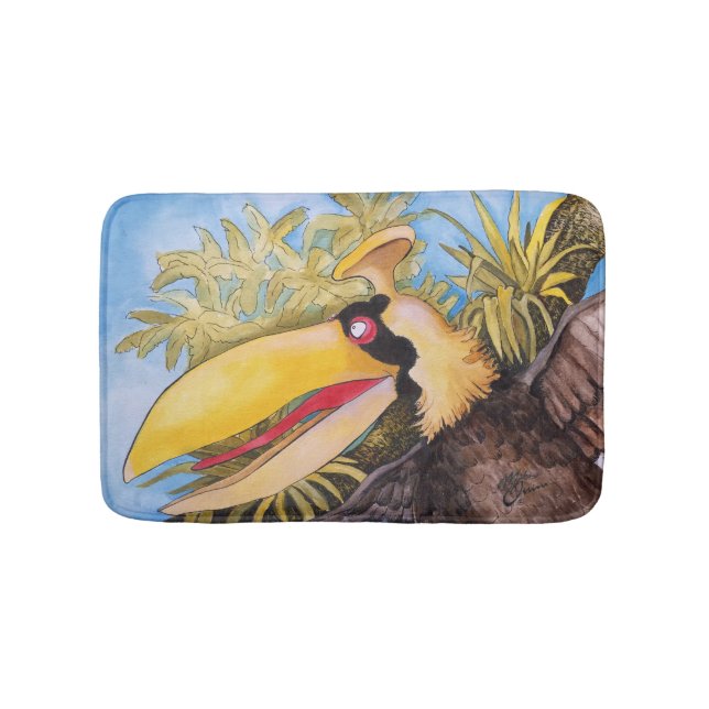 "Knock Knock Bird" Art by Mike Quinn Bath Mat (Front)