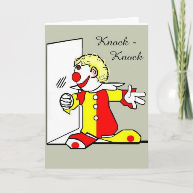 Knock-Knock Clown Joke Birthday Greeting Card (Front)
