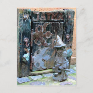 "Knock Knock Gnome" - Wroclaw, Poland Postcard