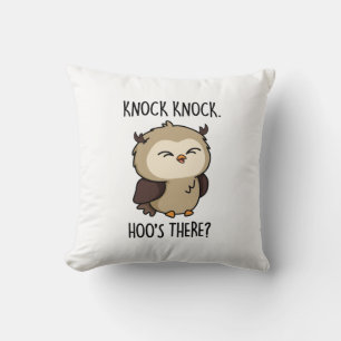 Knock Knock Hoos There Funny Owl Pun Throw Pillow