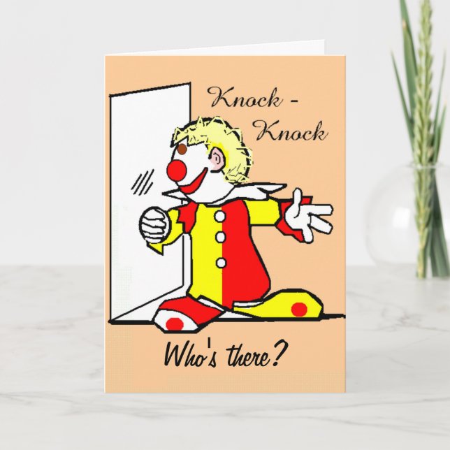 Knock-Knock Joke Clown Birthday Card (Front)