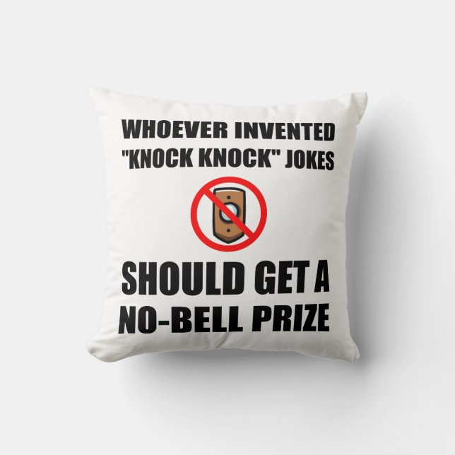 Knock Knock Joke No Bell Throw Pillow (Front)