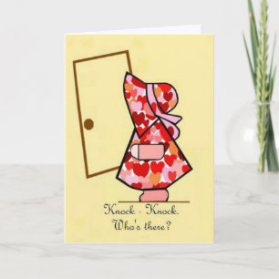 Knock-Knock Joke Sunbonnet Birthday Greeting Card