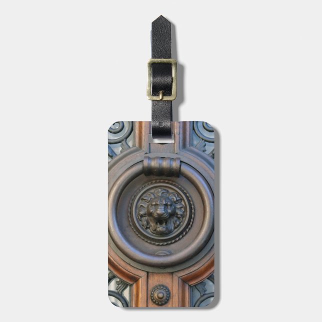 Knock Knock Lion Door Knocker Luggage Tag (Front Vertical)