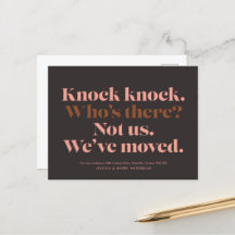 Knock Knock Moving Announcement Postcard