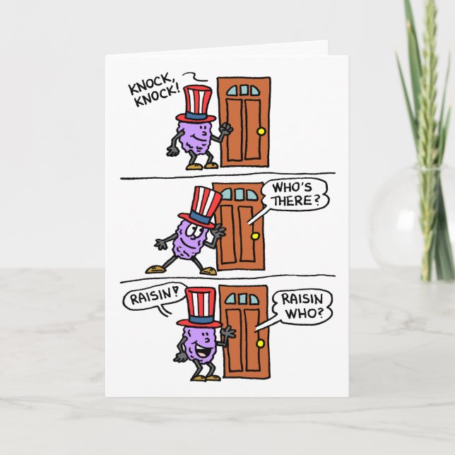 Knock Knock Raisin Flag Veterans Day Card (Front)
