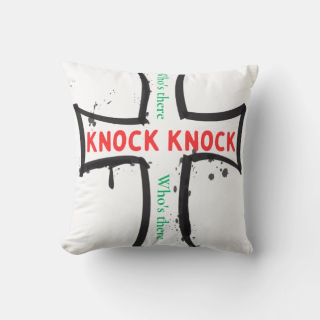 Knock knock special unique design throw pillow (Front)
