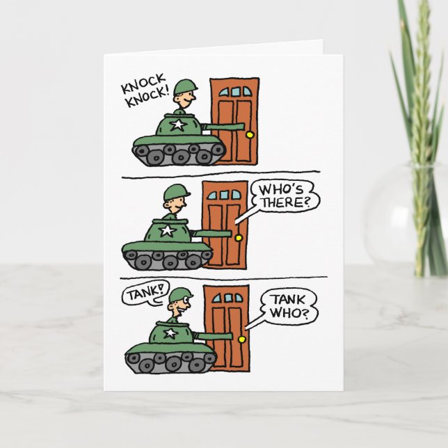 Knock Knock Tank You Veterans Day Card (Front)