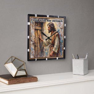 Knock of Hope: Revelation's Call Square Wall Clock