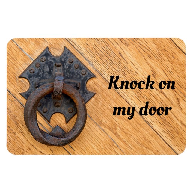 Knock on my door old door knocker photo magnet (Horizontal)