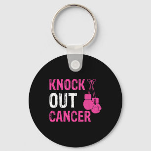 Knock Out Boxing Fight Pink Ribbon Breast Cancer A Keychain