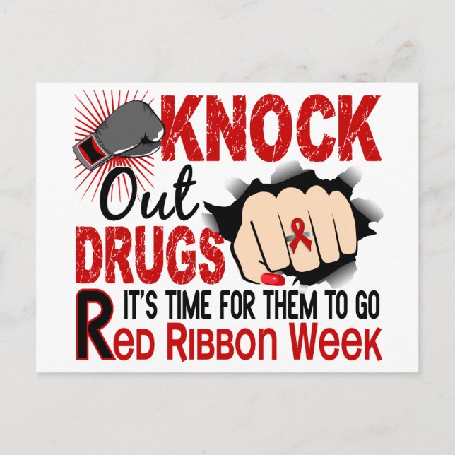 Knock Out Drugs Female Fist Postcard (Front)
