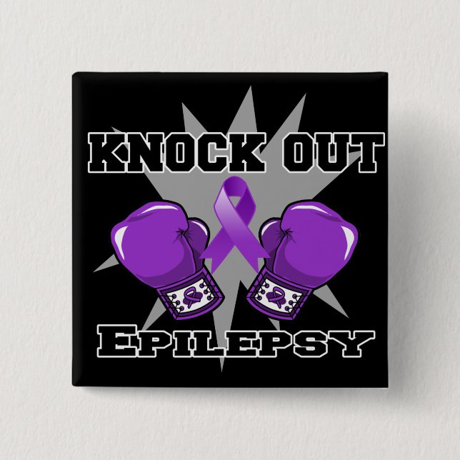 Knock Out Epilepsy 2 Inch Square Button (Front)