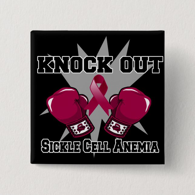 Knock Out Sickle Cell Anemia 2 Inch Square Button (Front)
