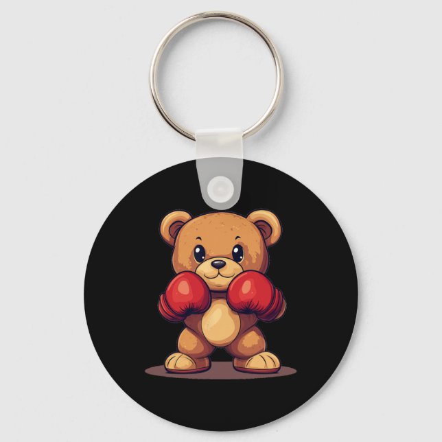 Knockout Bear With Boxing Gloves For A Punchy Look Keychain (Front)