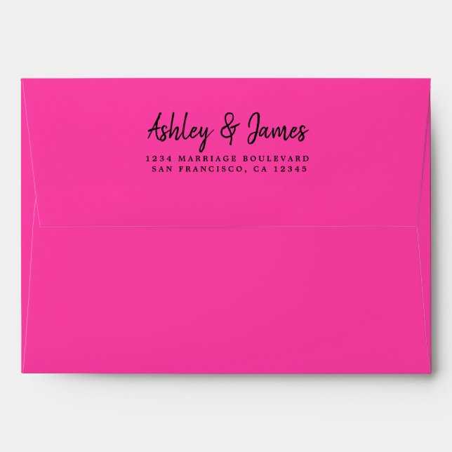 Knockout Pink Wedding Return Address Envelope (Back (Top Flap))
