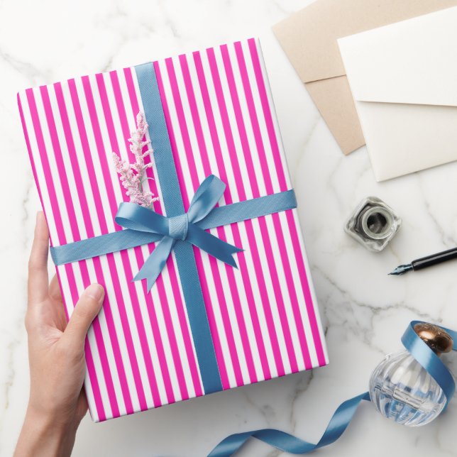 Knockout Pink & White Stripes Wrapping Paper (Gifting)
