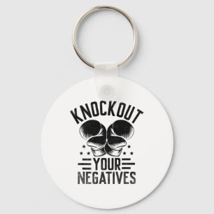 Knockout Your Negatives Boxer Sports Strength Athl Keychain