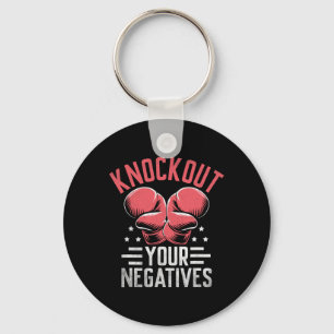 Knockout Your Negatives Boxer Sports Strength Athl Keychain
