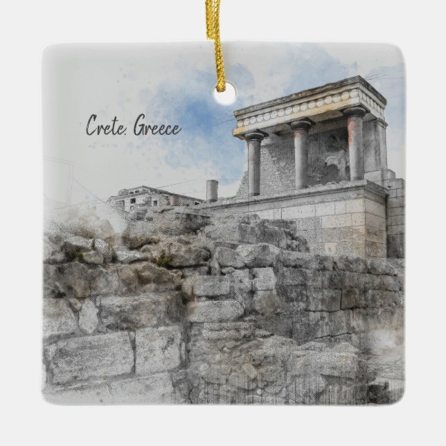  Knossos Palace, Heraklion, Crete, Greece  Ceramic Ornament (Front)
