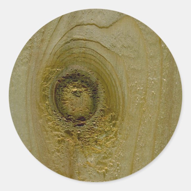 Knot in wood classic round sticker (Front)