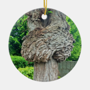 Knot on Tree Trunk, Knar, Nature Green Ceramic Ornament