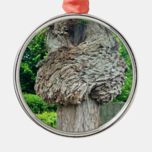 Knot on Tree Trunk, Knar, Nature Green Metal Ornament