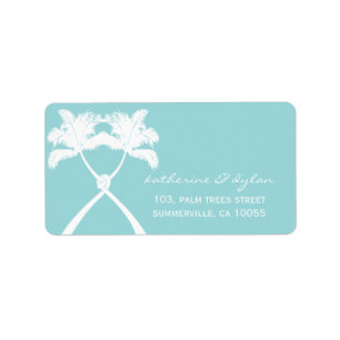Knot Palm Trees Beach Tropical Wedding Modern Chic Label