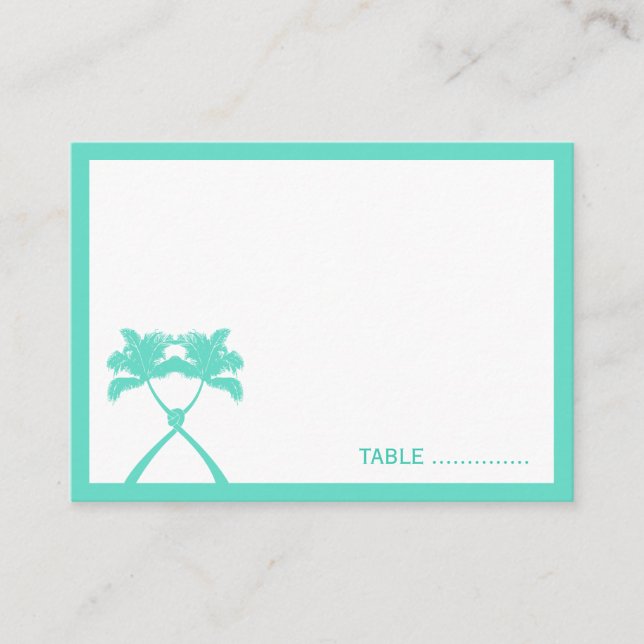Knot Palm Trees Beach Tropical Wedding Modern Chic Place Card (Front)