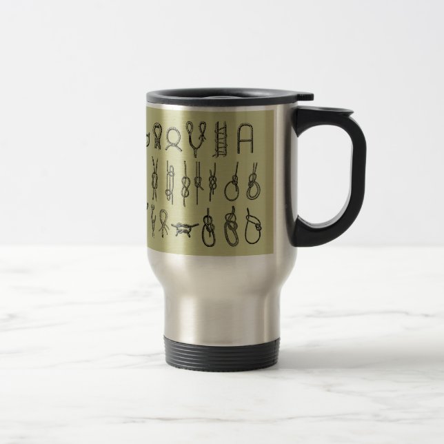 Knots, hitching,  ties, boating travel mug (Right)
