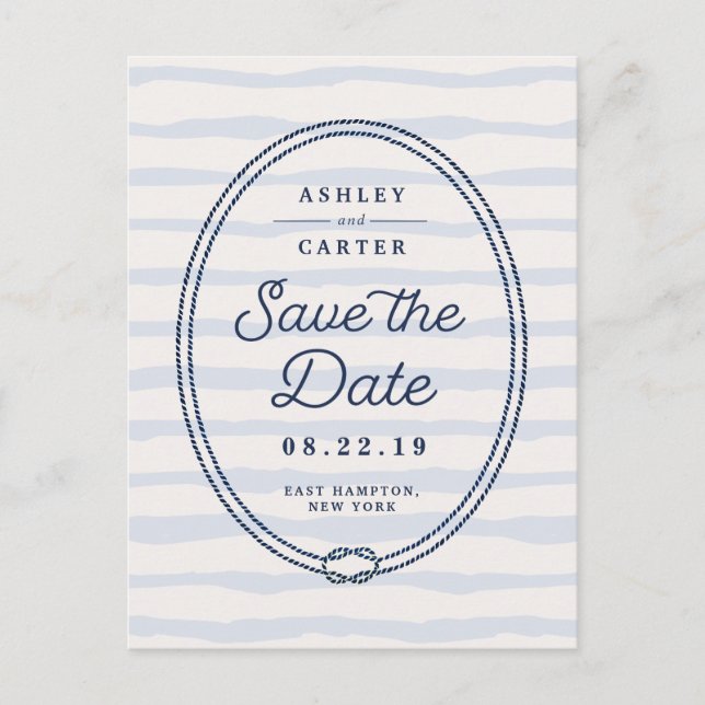 Knotted | Nautical Save the Date Announcement Postcard (Front)