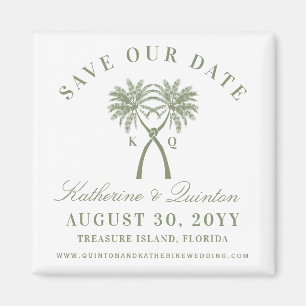 Knotted Palm Trees Red Love Wedding Save The Date Magnet