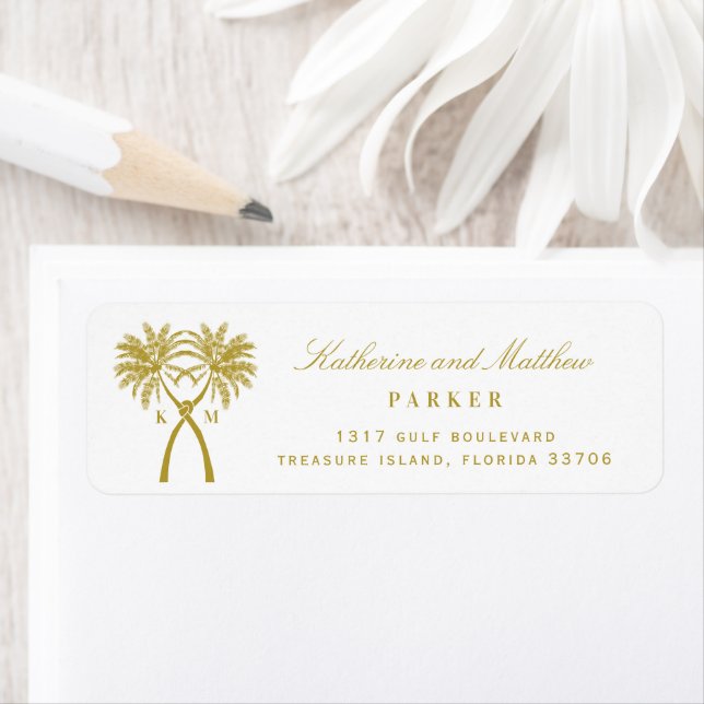 Knotted Palm Trees Tropical Beach Wedding Address (Insitu)
