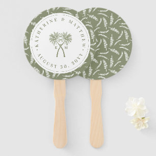 Knotted Palm Trees Tropical Destination Wedding Hand Fan