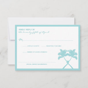 Knotted Palm Trees Tropical Destination Wedding RSVP Card