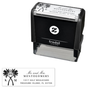 Knotted Palm Trees Tropical Destination Wedding Self-inking Stamp