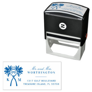 Knotted Palm Trees Tropical Destination Wedding Self-inking Stamp