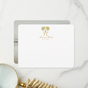 Knotted Palm Trees Tropical Destination Wedding Thank You Card