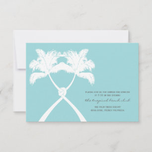 Knotted Palm Trees Tropical Wedding Reception Card