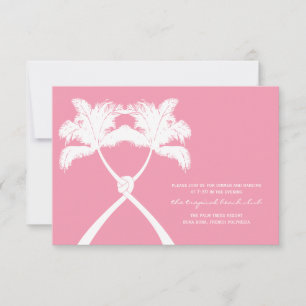 Knotted Palm Trees Tropical Wedding Reception Card