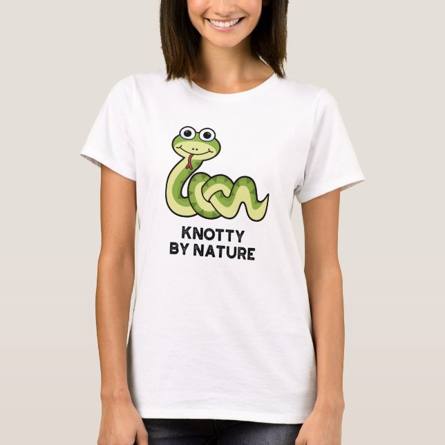 Knotty By Nature Funny Snake Pun  T-Shirt (Front)