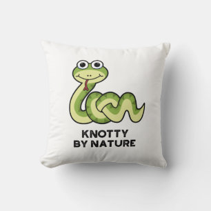 Knotty By Nature Funny Snake Pun Throw Pillow